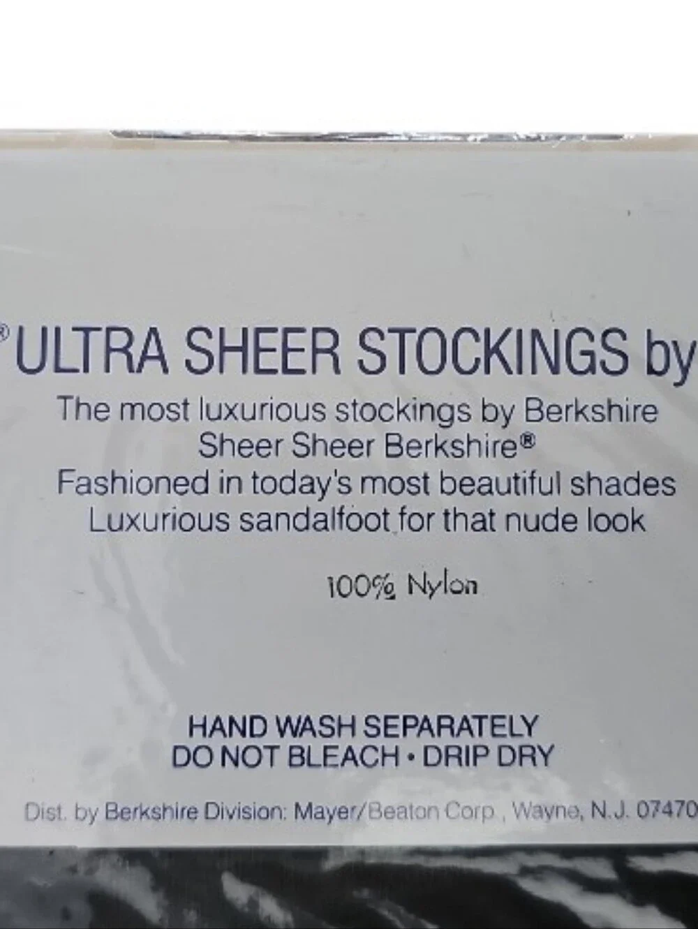 Vintage Berkshire Ultra Sheer Lace Top Stockings Black Medium NOS Hosiery 80s